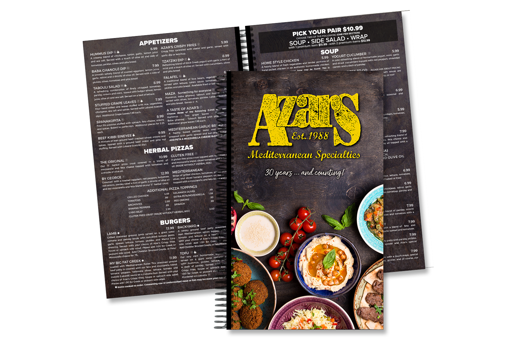 Spiral Bound Menus for Azars